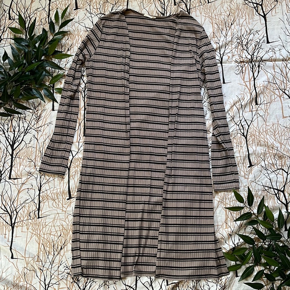 Olivia Rae Tan & Black Striped Duster Size Medium